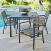 San Miguel Anthracite Aluminum and Grey Linen 5 Pc. Arm Dining Set with 44 in. Sq. Table