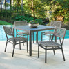 San Miguel Anthracite Aluminum and Grey Linen 5 Pc. Side Dining Set with 44 in. Sq. Table