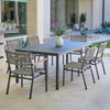 San Miguel Anthracite Aluminum and Grey Linen 7 Pc. Combo Dining Set with 84 x 42 in. Table