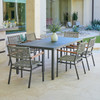 San Miguel Anthracite Aluminum and Grey Linen 7 Pc. Arm Dining Set with 84 x 42 in. Table