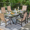 Solstice Aged Bronze Aluminum with Sling 7 Piece Dining Set + 84 x 42 in. Dining Table