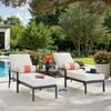 Hill Country Aged Bronze Aluminum with Cushions 3 Piece Chaise Lounge Set + 24 in. D Side Table