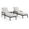 Hill Country Aged Bronze Aluminum with Cushions 3 Piece Chaise Lounge Set + 24 in. D Side Table