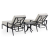 Hill Country Aged Bronze Aluminum with Cushions 3 Piece Chaise Lounge Set + 24 in. D Side Table