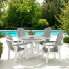 Farmhouse Polymer 5 Piece Dining Set + 45 in. D Slat Top Dining Table