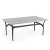 Metro Meteor Aluminum with Cushions 3 Pc. Sofa Group + Swivel Club Chair + 52 x 30 in. Slat Top Coffee Table