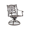 Milan Aged Bronze Cast Aluminum with Cushions 7 Piece Swivel Rocker Dining Set + 84 x 44 in. Fire Pit Table