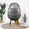 Boardwalk Matte Black Aluminum and Husk Wicker with Cushions Chair