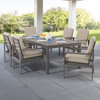 Soho Slate Grey Aluminum with Cushions 7 Pc. Conceal Motion Dining Set + 84 x 44 in. Table