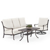Bordeaux Golden Bronze Cast Aluminum with Cushions 3 Piece Sofa Group + Swivel Club Rocker + 48 x 26 in. Coffee Table