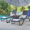 Terrace Outdoor Wicker 3 Piece Arm Chaise Lounge Set + 32 x 18 in. Side Table