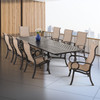 Eclipse Autumn Rust Aluminum with Elevation Stone Sling 9 Piece Dining Set + 128-86 x 44 in. Extension Table