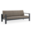 Chelsea Textured Black Aluminum and Weathered Teak Outdoor Wicker Concealed Cushions 4 Pc. Sofa Group + 46 x 26 in. Coffee Table 