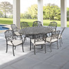 Cadiz Aged Bronze Cast Aluminum with Cushions 9 Piece Dining Set + 78 x 59 in. Table