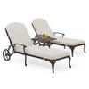 Cadiz Aged Bronze Cast Aluminum with Cushions 3 Piece Chaise Set + 21 in. Sq. Side Table