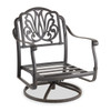 Cadiz Aged Bronze Cast Aluminum with Cushions 5 Piece Swivel Chat Group + 48 in. D Fire Pit Table