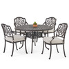 Cadiz Aged Bronze Cast Aluminum with Cushions 5 Piece Dining Set + 48 in. D Table