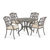 Carlisle Aged Bronze Cast Aluminum and Cushion 5 Pc. Dining Set with 42 in. D Table