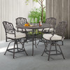 Cadiz Aged Bronze Cast Aluminum and Cushion 5 pc. Gathering Height Dining Set with 48 in. D Table