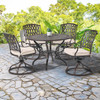 Tivoli Aged Bronze Cast Aluminum with Cushions 5 Piece Swivel Dining Set with 42 in. D Table