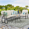 Cadiz Aged Bronze Cast Aluminum with Cushions 3 Piece Sofa Group + 42 x 26 in. Coffee Table