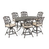 Carlisle Aged Bronze Cast Aluminum and Cushion 7 Pc. Gathering Height Dining Set with 66 x 44 in. Table