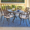 Carlisle Aged Bronze Cast Aluminum and Cushion 7 Pc. Dining Set with 66 x 44 in. Table