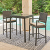 Terrace Outdoor Wicker with Cushions 3 Piece Bar Set + 30 in. Sq. Glass Top Table