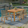 Hampton Driftwood Outdoor Wicker and Solid Teak 7 Piece Side Dining Set with 71 x 36 in. Table