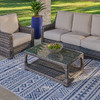 Tangiers Canola Seed Outdoor Wicker with Cushions 3 Piece Sofa Group + 46 x 26 in. Glass Top Coffee Table