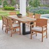 Pembroke Teak with Cushions 7 Piece Dining Set + Balencia 84 x 40 in. Table