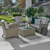 Gramercy Outdoor Wicker with Cushions 4 Piece Loveseat Set + 32 in. Sq. Coffee Table
