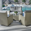 Gramercy Outdoor Wicker with Cushions 4 Piece Swivel Loveseat Set + 32 in. Sq. Coffee Table