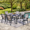 Ventura Textured Black Aluminum with Mica Pearl Sling 7 Piece Dining Set + 66 x 44 in. Table