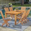 Westport Teak with Cushions 7 Piece Armless Dining Set + Oxford 71 x 36 in. Table