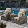 Rio Silver Oak Outdoor Wicker with Cushions 3 Piece Recliner Set + 20 in. D End Table