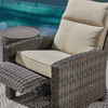 Rio Silver Oak Outdoor Wicker with Cushions 3 Piece Recliner Set + 20 in. D End Table