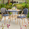 Parisian Cane Aluminum with Outdoor Wicker 3 Piece Side Bistro Set + 30 in. Sq. Table