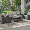 San Lucas Outdoor Wicker with Cushions 4 Piece Sofa Group + 43 x 23 in. Coffee Table