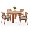 Warwick Teak with Cushions 5 Piece Dining Set + Oxford 48 in. D Table