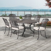 Tivoli Aged Bronze Cast Aluminum with Cushions 7 Piece Dining Set + 66 x 44 in. Table