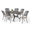 Tivoli Aged Bronze Cast Aluminum with Cushions 7 Piece Dining Set + 66 x 44 in. Table