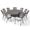 Tivoli Aged Bronze Cast Aluminum with Cushions 11 Piece Dining Set + 98 x 69 in. Table