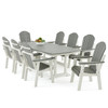 Farmhouse Polymer 9 Piece Dining Set + 96 x 42 in. Slat Top Table