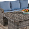 Venice Silver Oak Outdoor Wicker with Cushions 3 Piece Sofa Group + 59 x 32 in. Woven Top Lounge Table