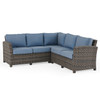 Venice Silver Oak Outdoor Wicker with Cushions 3 Piece Sofa Group + 59 x 32 in. Woven Top Lounge Table