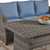 Venice Silver Oak Outdoor Wicker with Cushions 4 Piece Swivel Sofa Group + 59 x 32 in. Woven Top Lounge Table