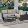 San Lucas Dark Elm Outdoor Wicker with 4 Piece Cushions Sectional + 43 x 23 in. Coffee Table
