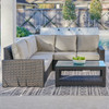 San Lucas Dark Elm Outdoor Wicker with 4 Piece Cushions Sectional + 43 x 23 in. Coffee Table