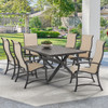 Lodge Aged Bronze Aluminum with Kipton Pebble Sling 7 Piece Dining Set + 72 x 42 in. Table